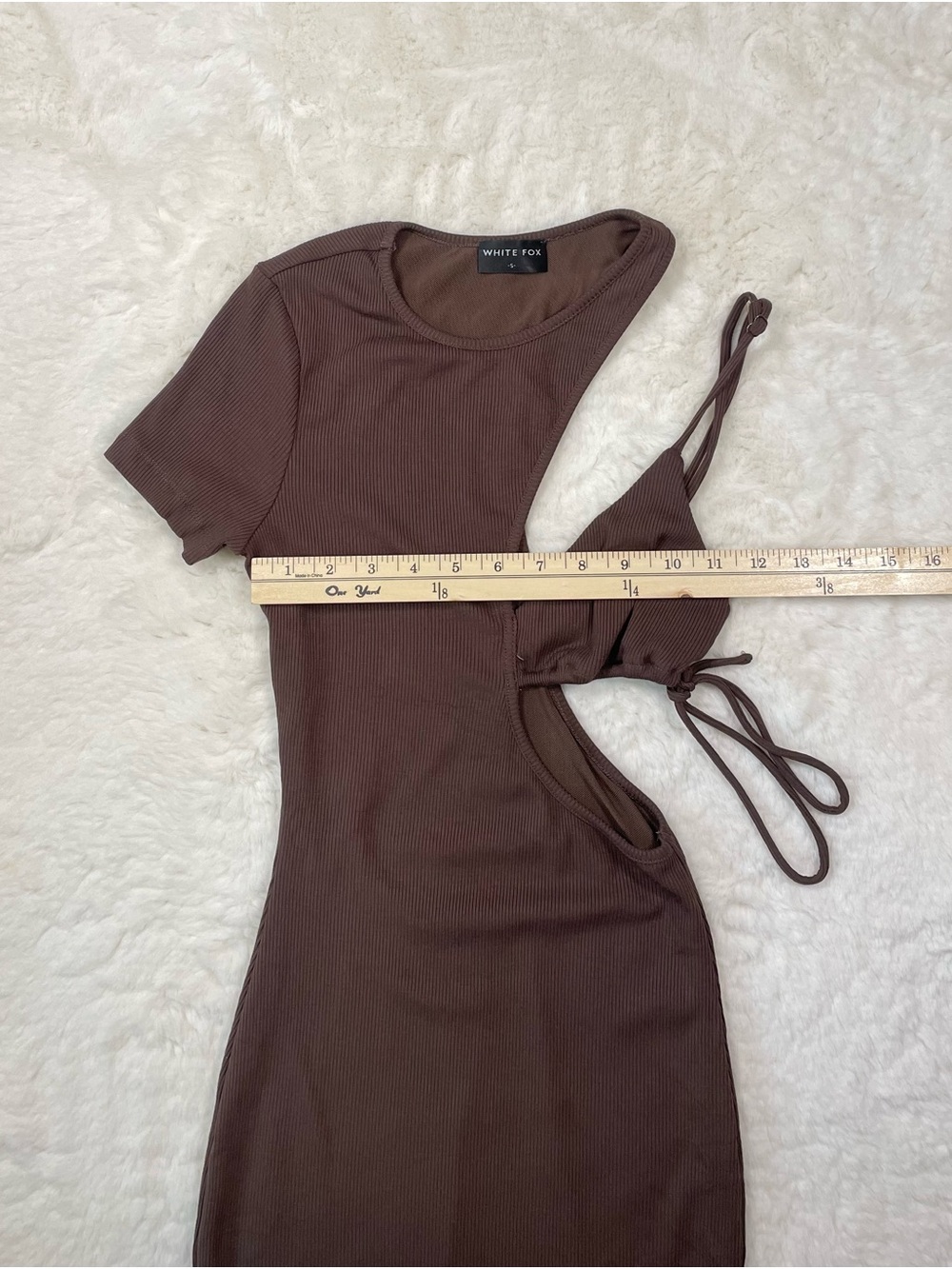 White Fox Boutique Brown One-Shoulder Cutout Midi Dress - Picture 3 of 6